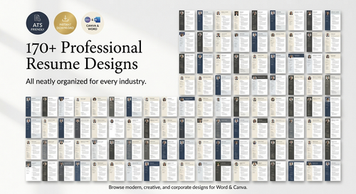 170+ ATS-Friendly Resume Templates Bundle | Canva & Word CV Templates | Instant Download