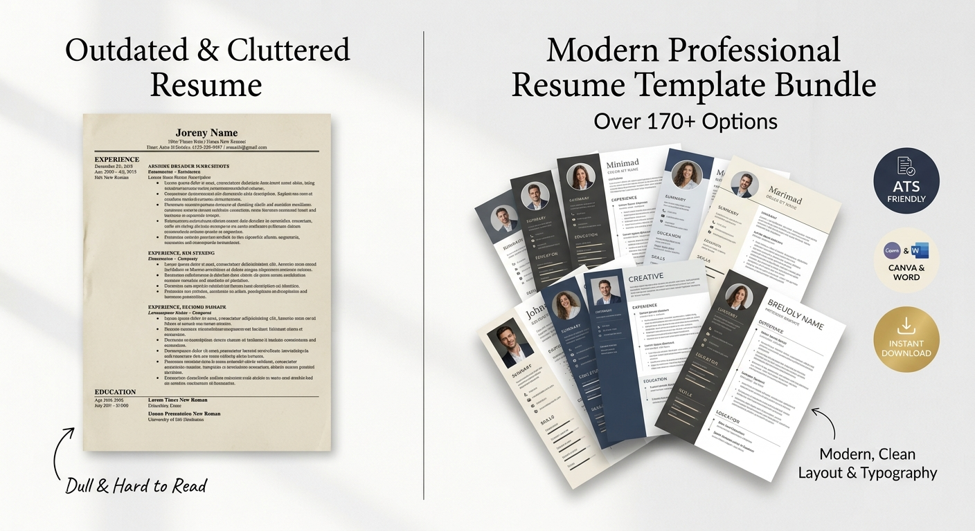 170+ ATS-Friendly Resume Templates Bundle | Canva & Word CV Templates | Instant Download